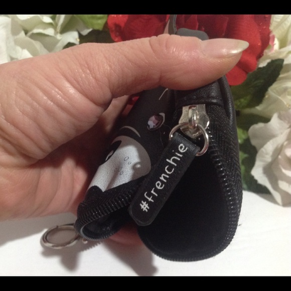 Frenchie Keyring Coin Purse Black Bulldog Face - Picture 9 of 12